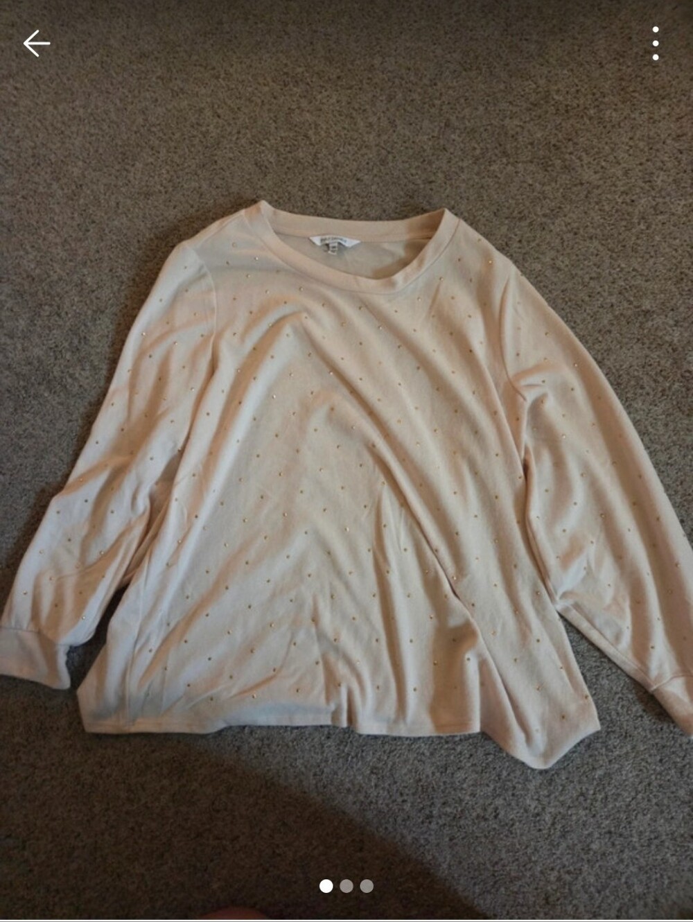 Women's Cream Stud-Accent Long Sleeve Sweatshirt